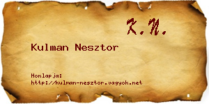Kulman Nesztor névjegykártya